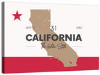 California Map with Red Star Wall Art