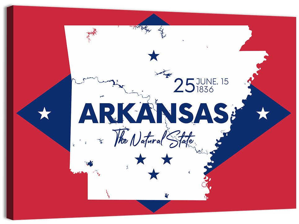 Patriotic Arkansas Map Wall Art