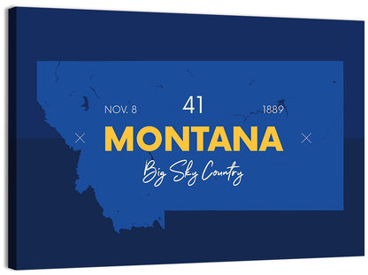 Montana Map Typography Big Sky Country Wall Art