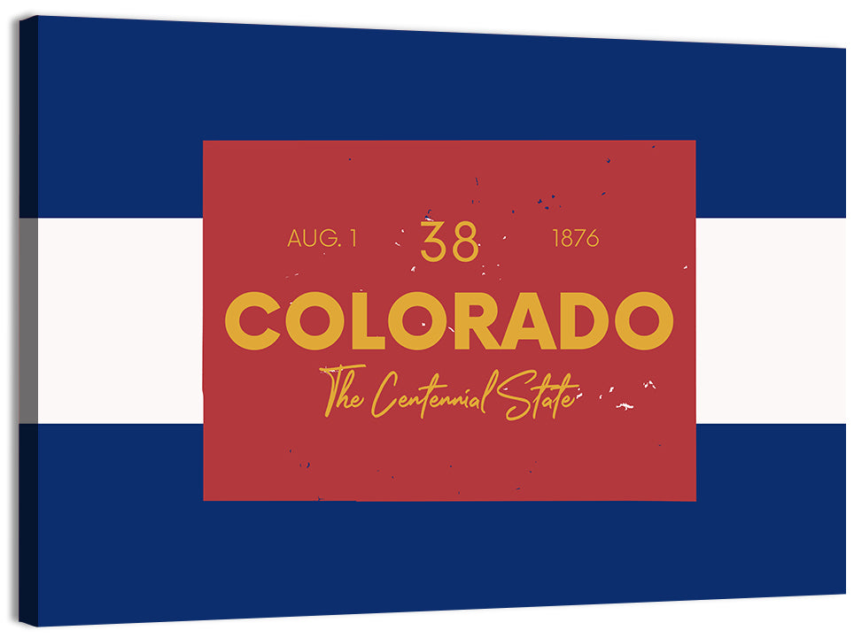 Colorado State Flag Map Wall Art, canvas print, landscape