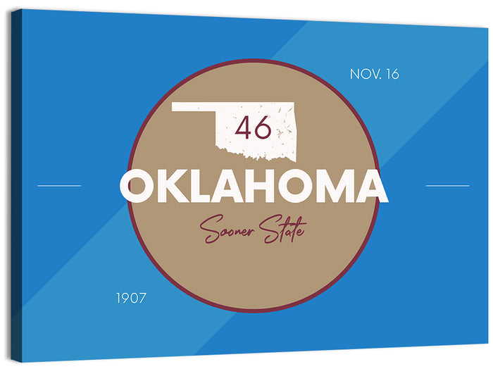 Oklahoma State Medallion Map Wall Art as a canvas print