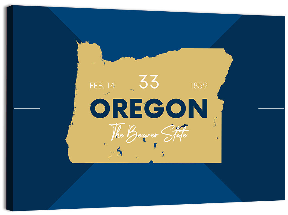 Oregon Typographic Map Wall Art, canvas print, landscape