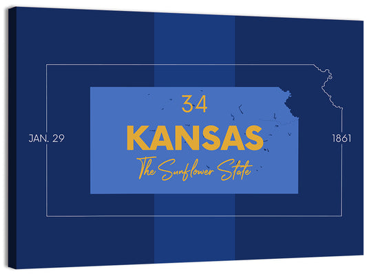 Kansas State Map Wall Art