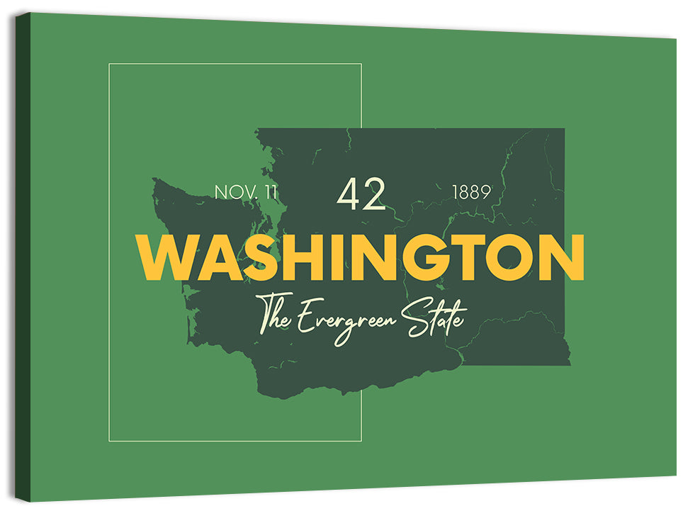 Minimalist Washington State Map Wall Art, canvas print, landscape