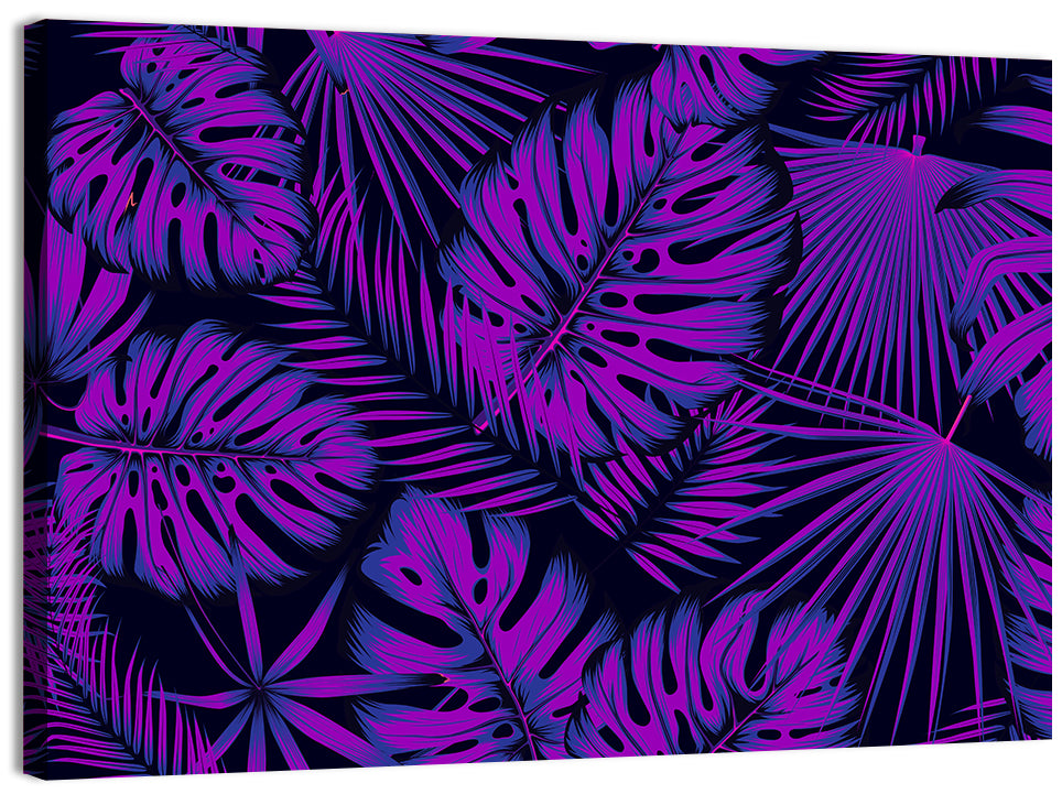 Violet Tropical Leaves Wall Art