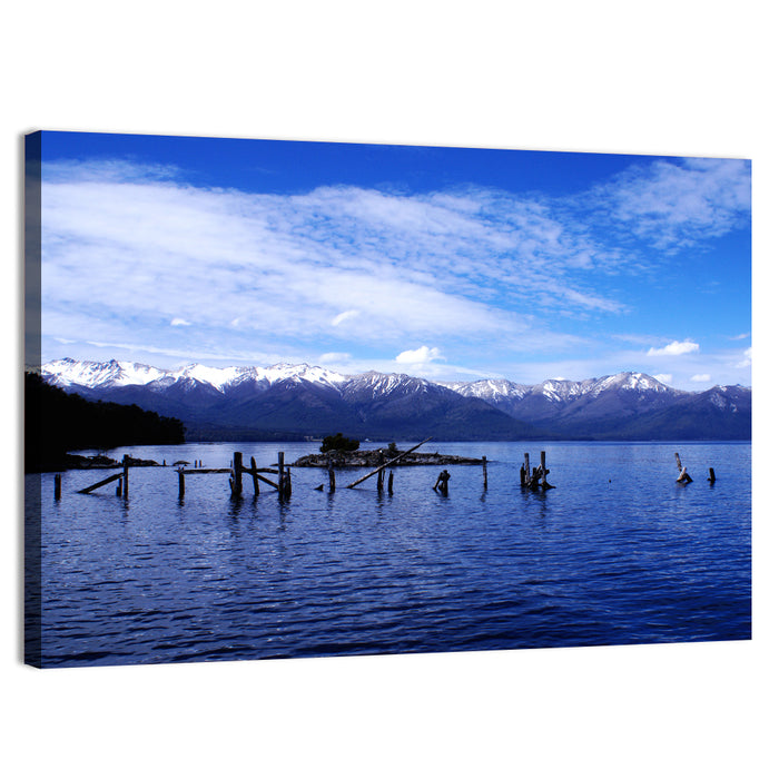 Nahuel Huapi Lake with Wooden Pilings Wall Art as a canvas print