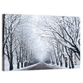 Snowy Road with Distant Headlights Wall Art