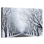 Snowy Road with Distant Headlights Wall Art