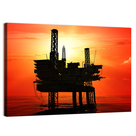 Oil Rig Silhouette Wall Art