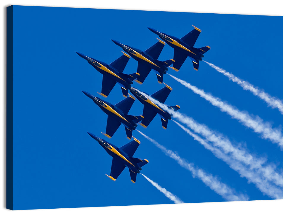 Blue Angels Delta Formation Flyover Wall Art, canvas print, landscape