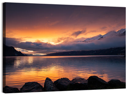 Lake Brienz Golden Dusk Wall Art