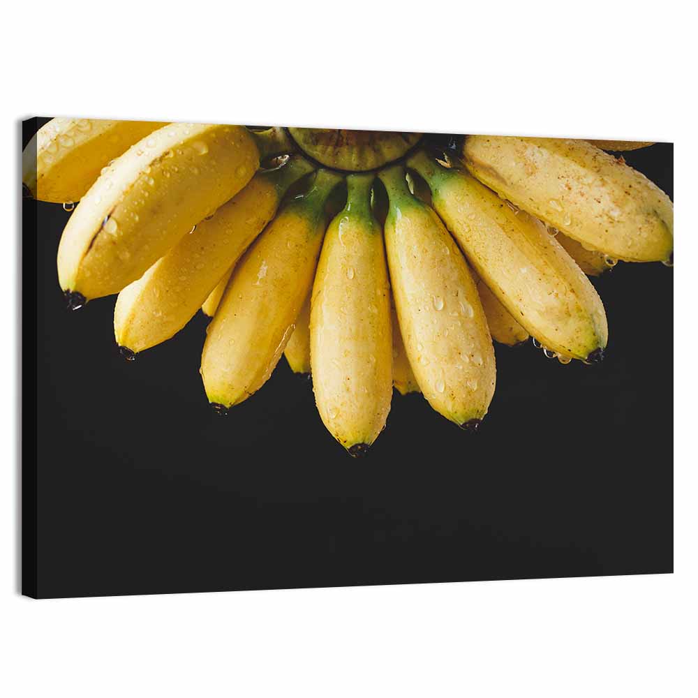 Banana Bunch with Water Droplets Wall Art