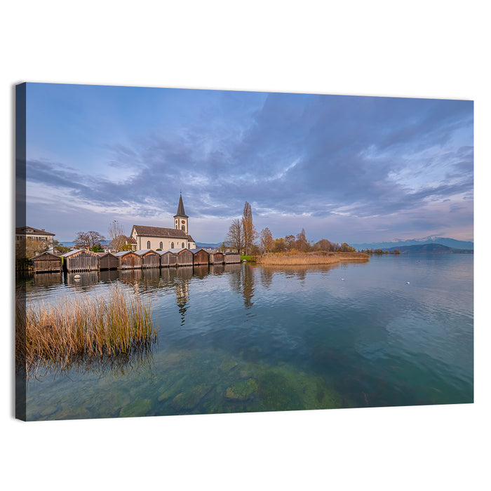 Busskirch Church on Lake Obersee Wall Art as a canvas print