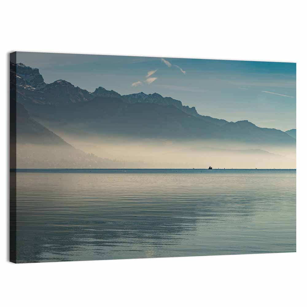 Lake Annecy Misty Mountains Wall Art