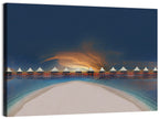 Overwater Bungalows at Golden Dusk Wall Art