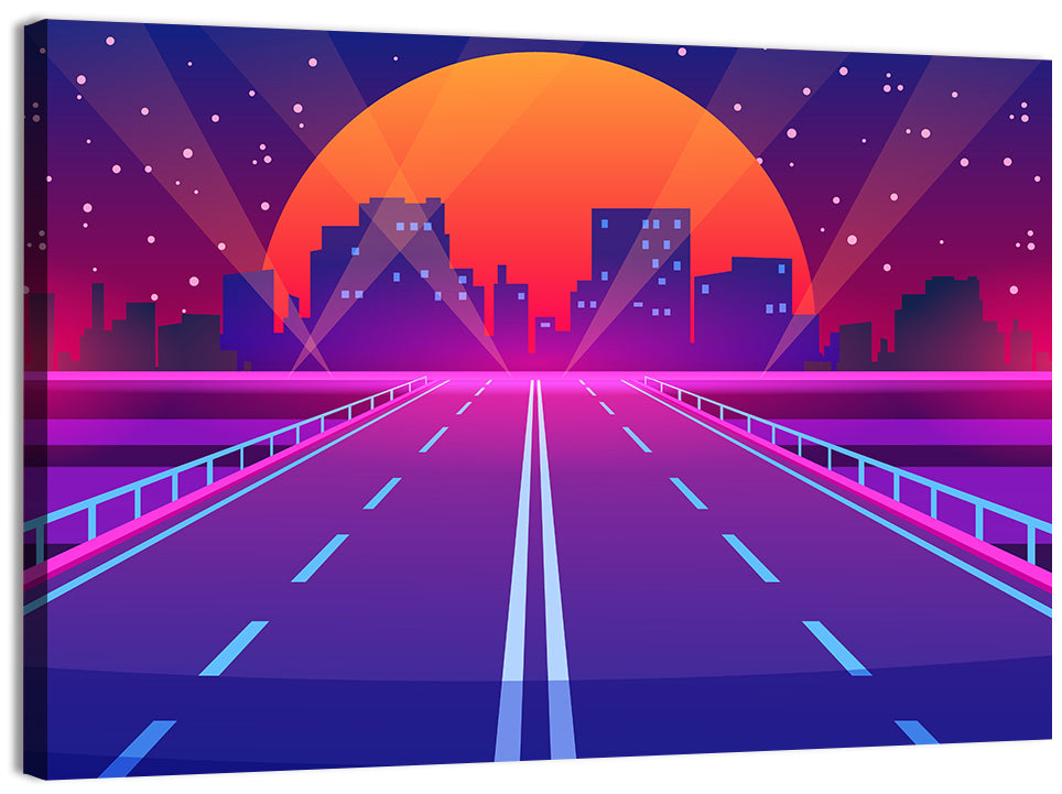 Dusk Highway Cityscape Wall Art