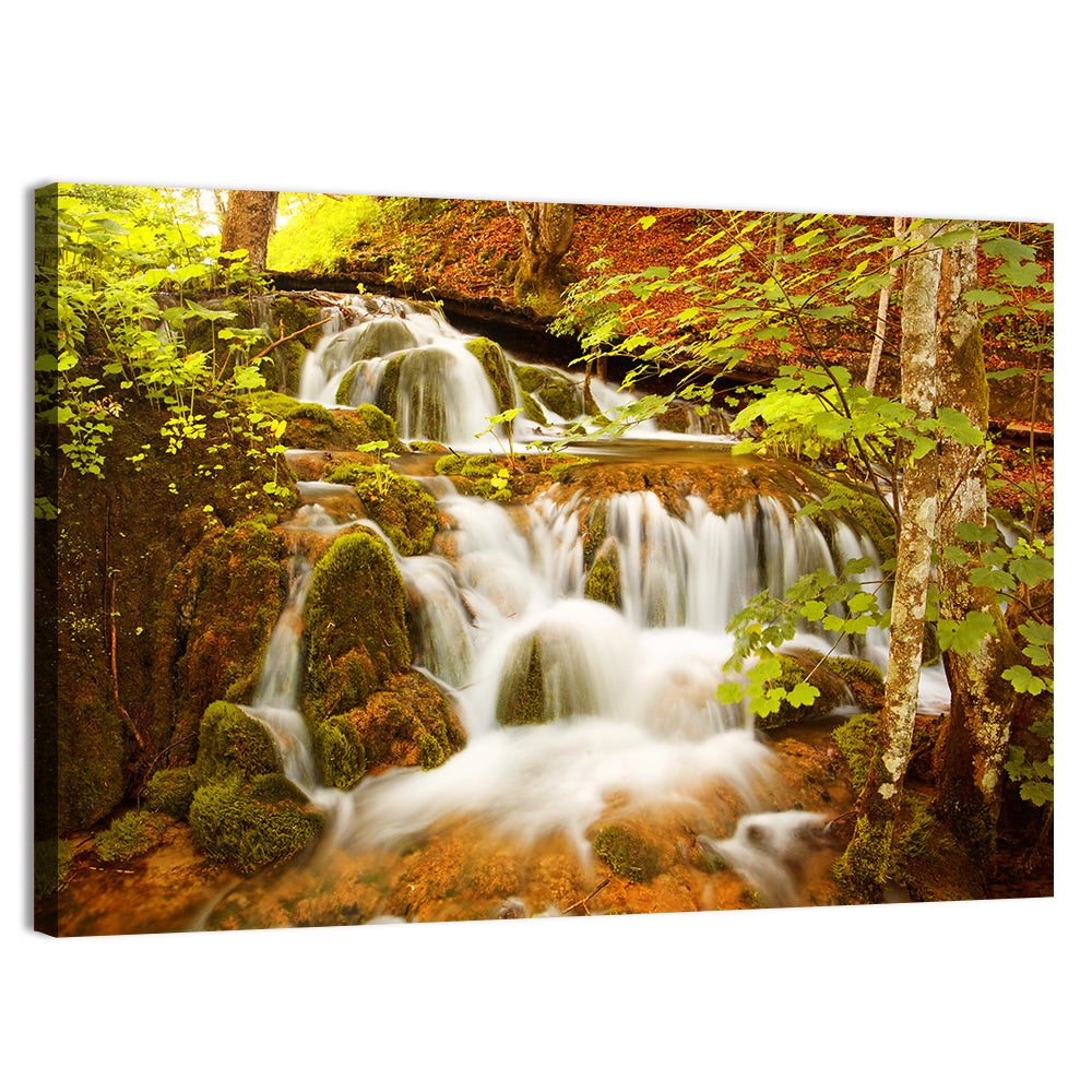 Plitvice Autumn Stream Wall Art, canvas print, landscape