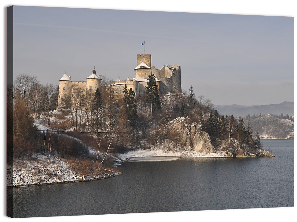 Niedzica Castle on Icy Lake Wall Art