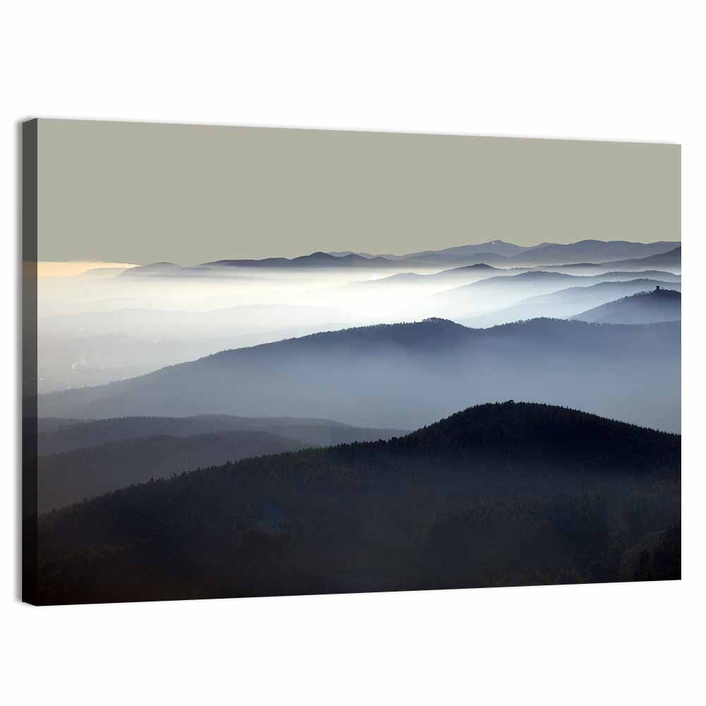 Misty Mountain Silhouette Wall Art
