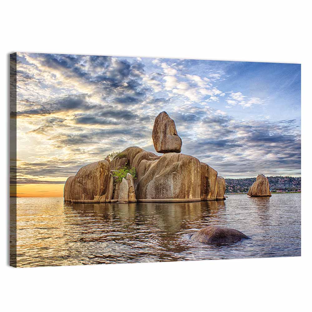 Bismarck Rock at Golden Hour Wall Art, canvas print, landscape
