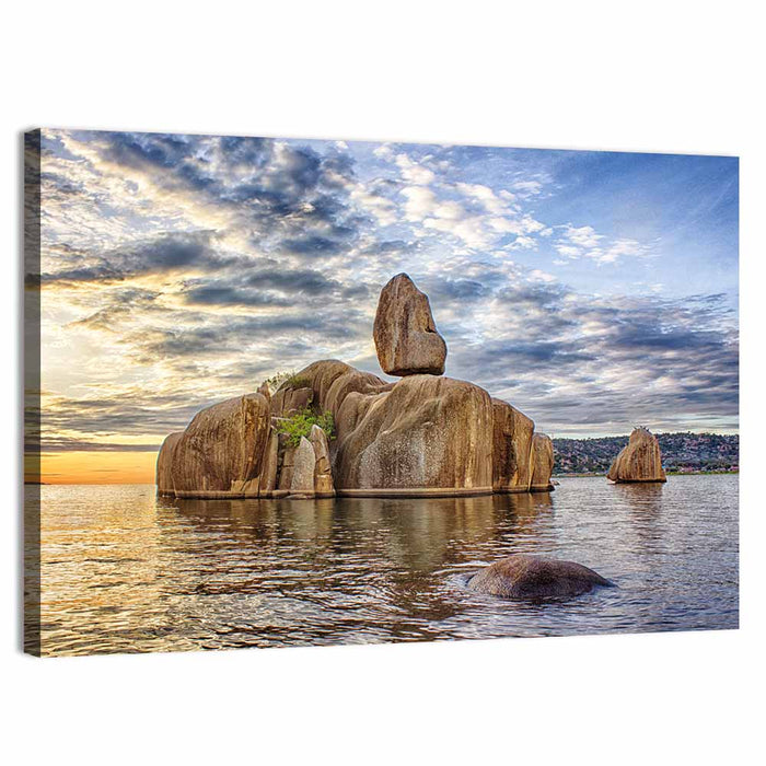 Bismarck Rock at Golden Hour Wall Art as a canvas print