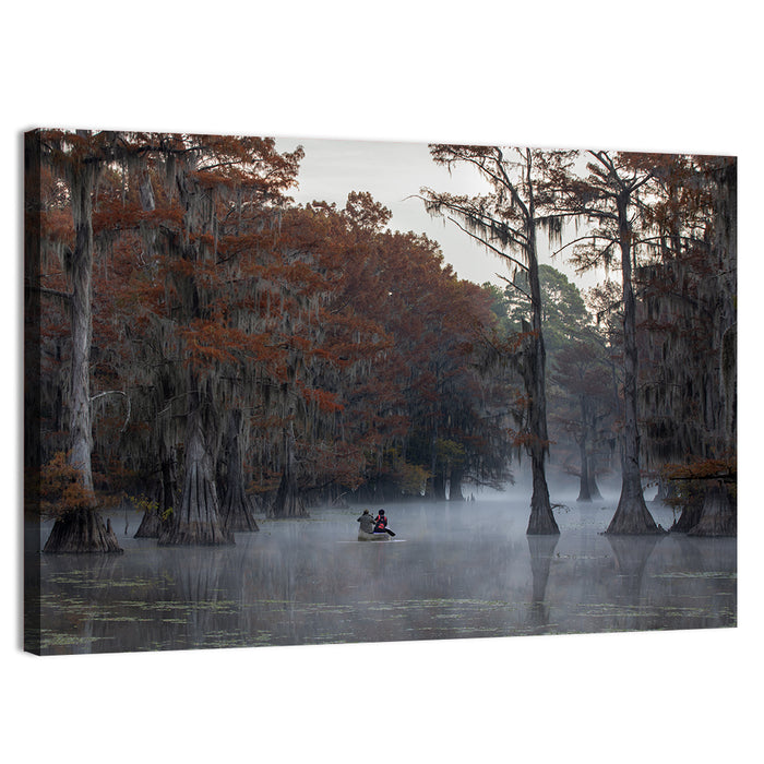Caddo Lake Morning Mist Wall Art as a canvas print