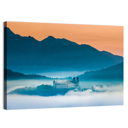 Benediktbeuern Abbey in Morning Fog Wall Art
