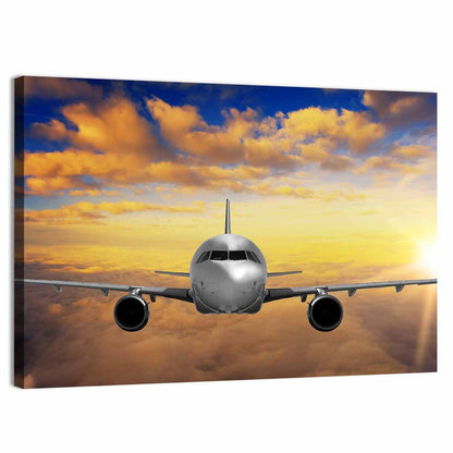 Airplane Takeoff at Sunset Wall Art