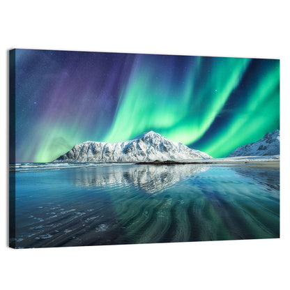 Aurora Over Skagsanden Beach Wall Art