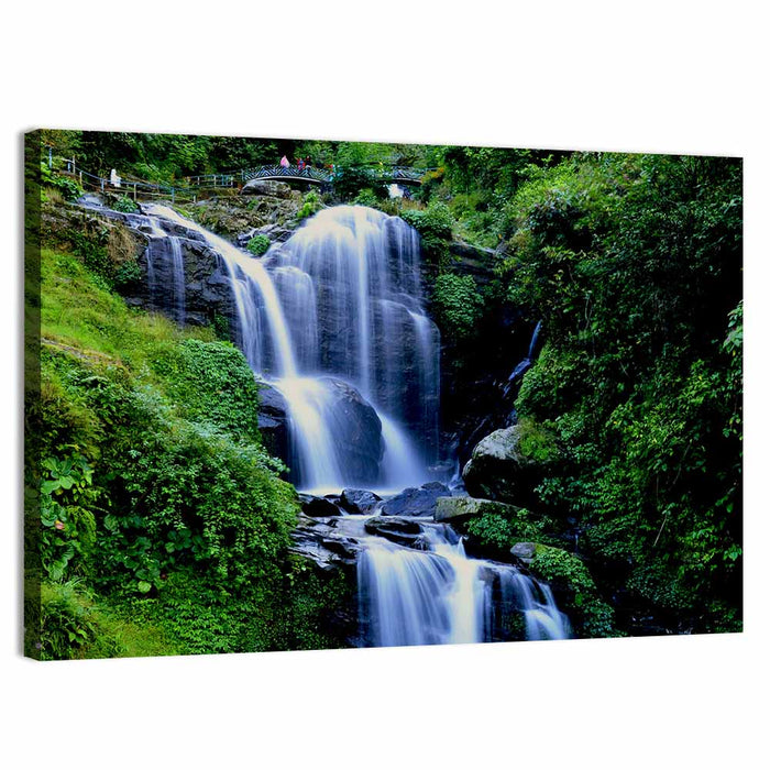 Tiered Waterfall in West Bengal Wall Art as a canvas print