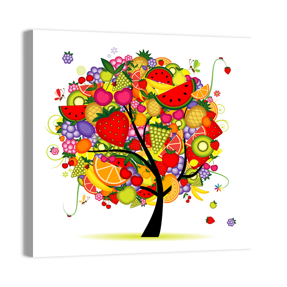 Vibrant Fruit Tree Illustration Wall Art