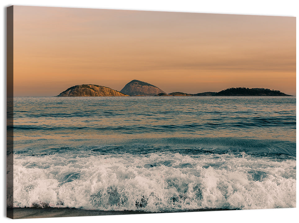 Cagarras Island Sunset Beach Wall Art, canvas print, landscape