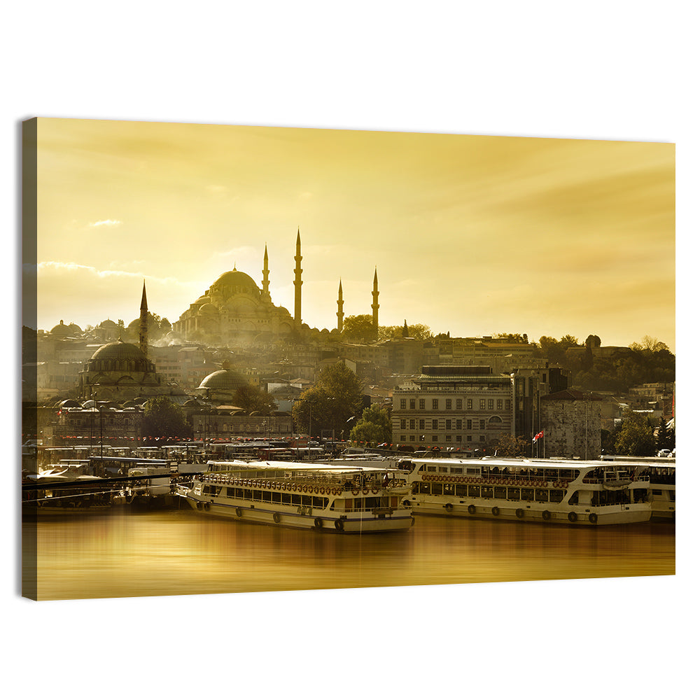 Suleymaniye Mosque Sunset Silhouette Wall Art, canvas print, landscape