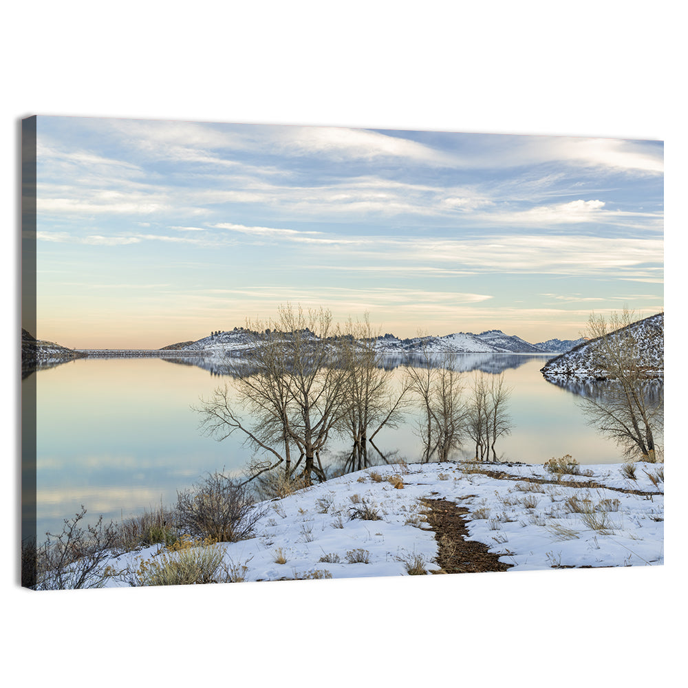 Horsetooth Reservoir Frozen Reflection Wall Art