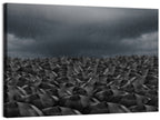 Clustered Umbrellas in Rain Wall Art