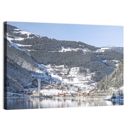 Uzungöl Winter Lake Reflection Wall Art