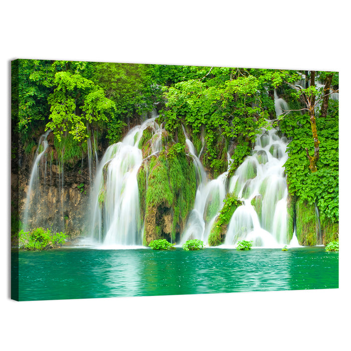 Plitvice Lakes Cascades Wall Art as a canvas print