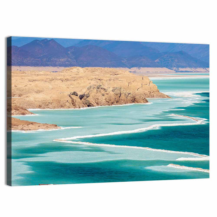 Lake Assal Salt Shoreline Wall Art as a canvas print