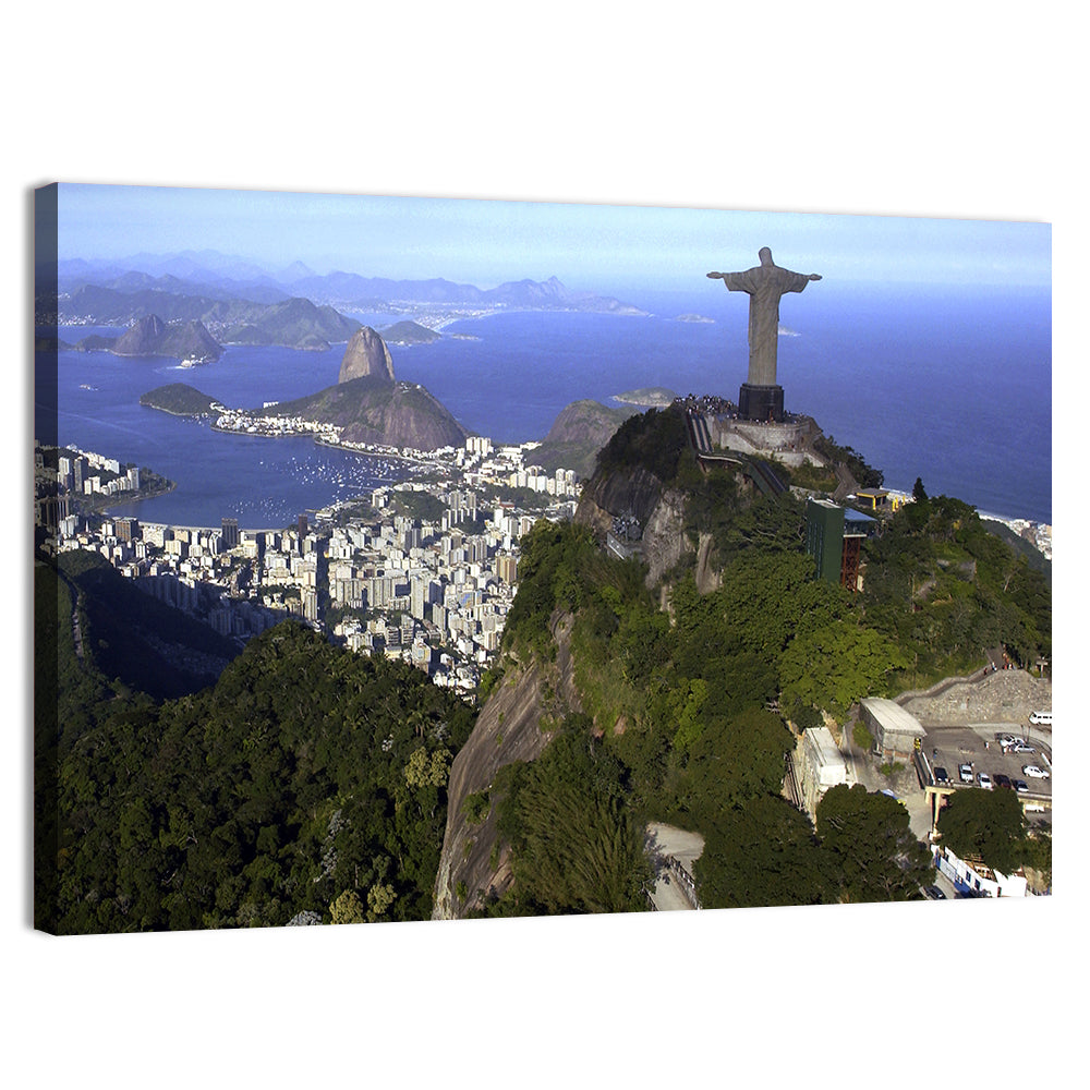 Christ the Redeemer Over Rio De Janeiro Wall Art, canvas print, landscape