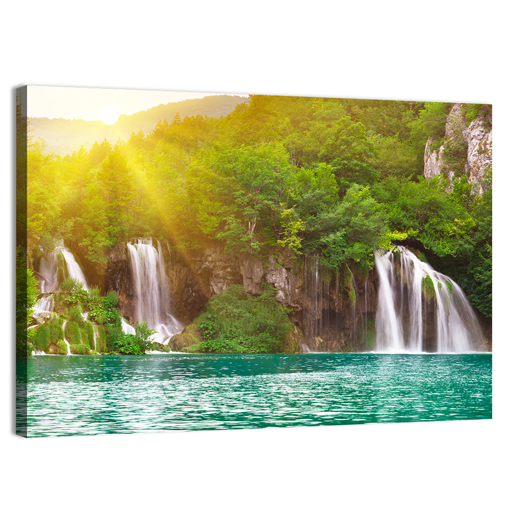 Plitvice Cascades at Sunrise Wall Art
