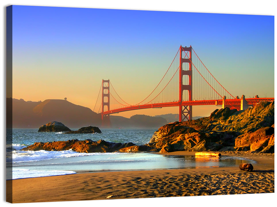 Golden Hour at the Golden Gate Bridge Wall Art, canvas print, landscape
