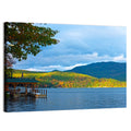 Lake George Boathouse in Autumn Wall Art