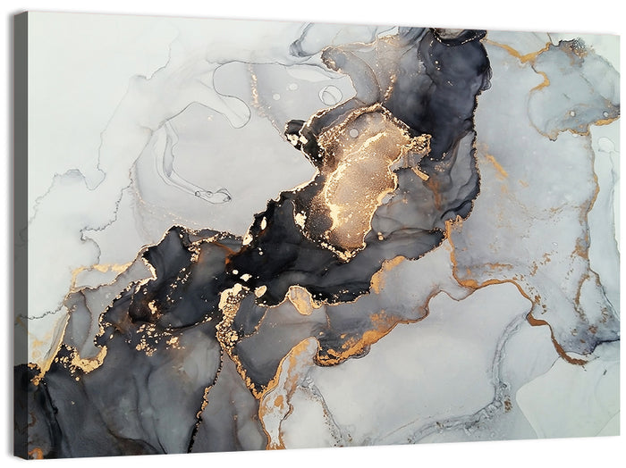 Black Fire Marble Abstract Wall Art as a canvas print