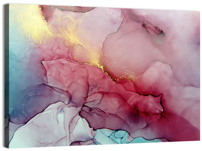 Pink and Gold Fluid Abstract Wall Art
