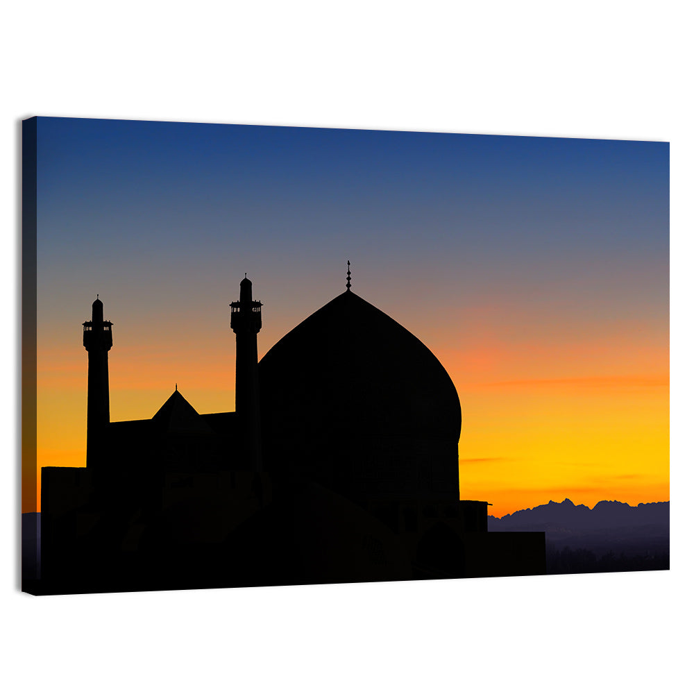 Isfahan Mosque Silhouette at Dusk Wall Art, canvas print, landscape