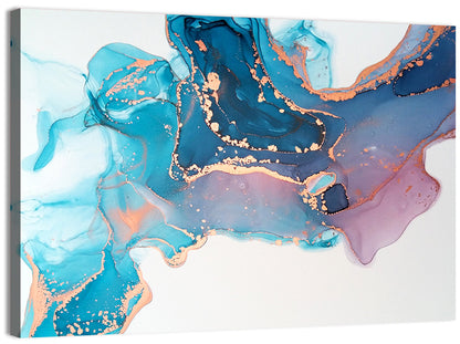 Fluid Ink with Metallic Gold Accents Wall Art
