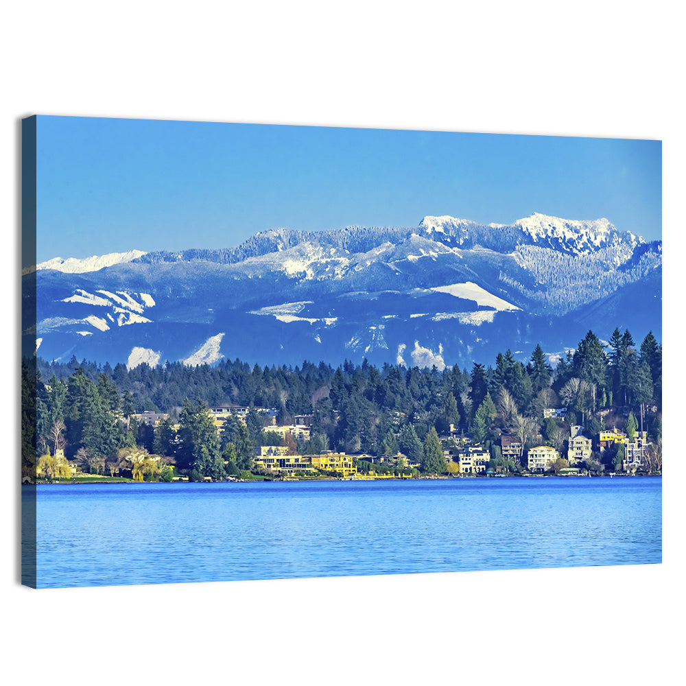 Lake Washington Snow-capped Peaks Wall Art