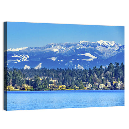 Lake Washington Snow-capped Peaks Wall Art