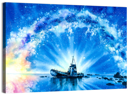 Shipwreck Under Milky Way Wall Art