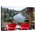 Red Adirondack Chairs at Valley of Five Lakes Wall Art